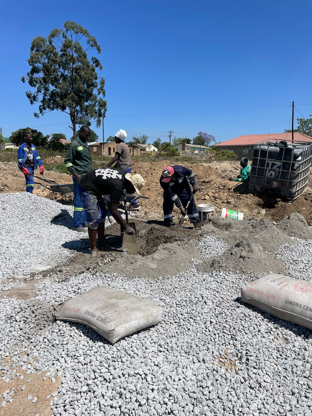 Foundations going in: steel laid and the first strips cast